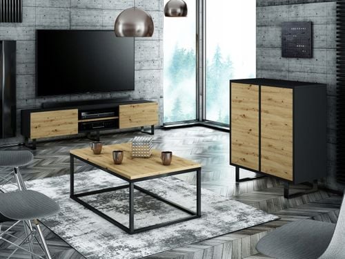 KOMODA INDUSTRIALNA LOFT 80 2D DĄB ARTISAN / MAT na Arena.pl