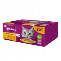 WHISKAS MOKRA KARMA DLA KOTA DROBIOWA UCZTA W GALARETCE SASZETKI 80X85 G