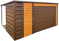Schowek domek ogrodowy Garaż 4x3m wiata 0,5m  Brama uchylna drewnopodobny
