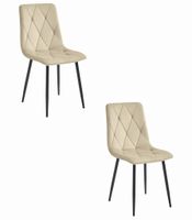 Krzesło tapicerowane jasnobeżowe LIBRA welur nogi czarne 2 szt. loft