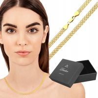 Złoty naszyjnik łańcuszek damski kobiet srebro 925 bismark piękny szeroki