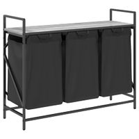 Kosz na pranie 3 przegrody z półką, szary dąb sonoma