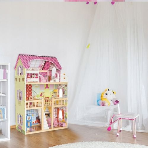 Domek dla Lalek Duży XXL Drewniany Mebelki Oświetlenie LED Akcesoria Meble na Arena.pl