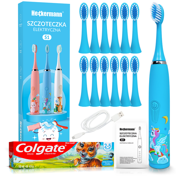 Szczoteczka do zębów dla dzieci Heckermann S1 Niebieska zdjęcie 10