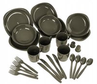 NACZYNIA TURYSTYCZNE ZESTAW DLA 4 OSÓB 26 CZĘŚCI MIL-TEC Camping Table OLIV