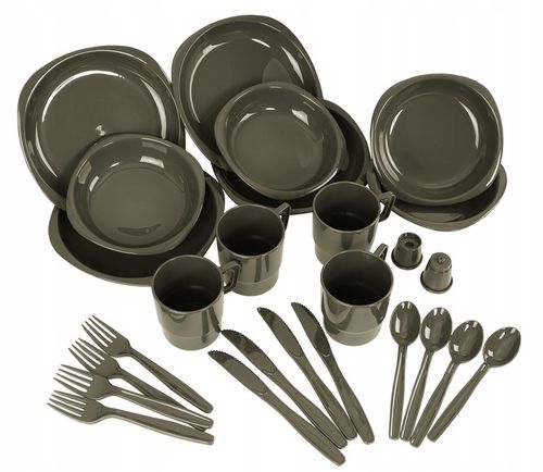 NACZYNIA TURYSTYCZNE ZESTAW DLA 4 OSÓB 26 CZĘŚCI MIL-TEC Camping Table OLIV na Arena.pl