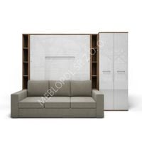 Półkotapczan MEBLOPOL 160V pionowy z sofą, regałami i szafą