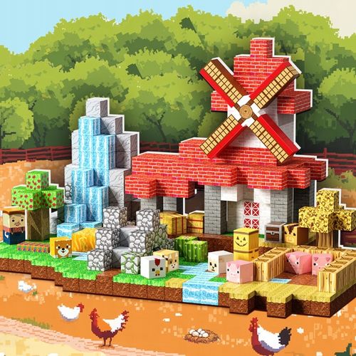 KLOCKI MAGNETYCZNE KLOCKI SZEŚCIANY FARMA 150 KLOCKÓW PIKSELE DLA DZIECI na Arena.pl