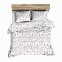 Pościel flanelowa 160x200 wzór kwiaty na białym tle