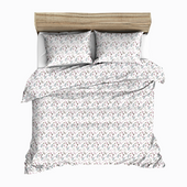 Pościel flanelowa 160x200 wzór kwiaty na białym tle