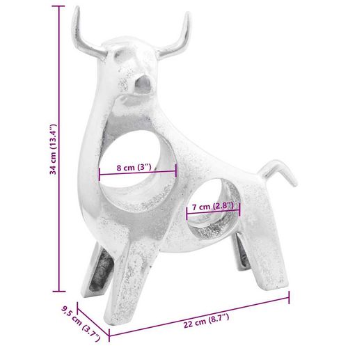 Rzeźba byka Srebrny 22 x 9.5 x 34 cm Aluminium na Arena.pl