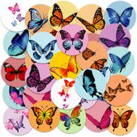 NAKLEJKI NA ZESZYT NALEPKA Z POSTACIAMI KÓŁKO MOTYLE MOTYL WZORY 23EL