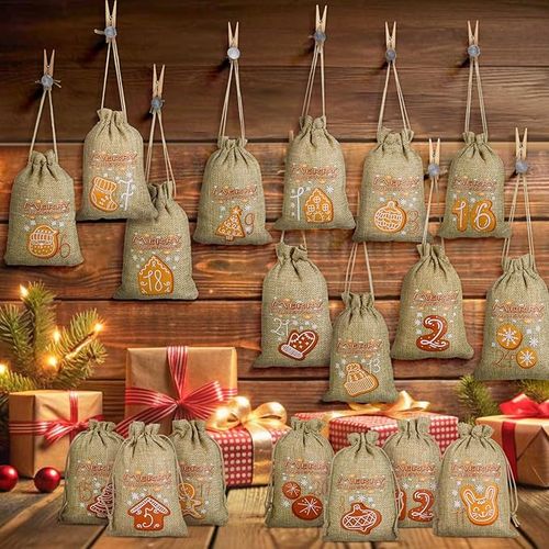 24X WORECZKI JUTOWE KALENDARZ ADWENTOWY DO WYPEŁNIENIA DIY Z CYFRAMI 1-24 na Arena.pl
