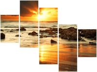 100 75CM OBRAZ 5 ELEM WSCHÓD SŁOŃCA WZBURZONYM OCEANEM ŚCIENNY