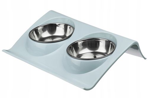 PODWÓJNA MISKA STALOWA DLA PSA KOTA STOJAK PODSTAWKA 2x450ml NA KARMĘ WODĘ na Arena.pl