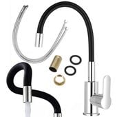 Bateria Kuchenna Zlewozmywakowa Stojąca Obrotowa Wylewka Elastyczna Giętka