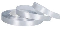 WSTĄŻKA TASIEMKA SATYNOWA SREBRNA 12MM 32M