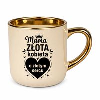 Mama - złota kobieta o złotym sercu - kubek elegancki na prezent Beżowy