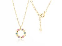 Pozłacany srebrny naszyjnik gwiazd celebrytka kółeczko kółko kolorowe cyrkonie srebro 925 Z1352NG_MU