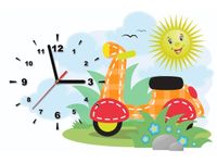 60CM 40CM ZEGAR OBRAZ MAŁY SKUTEREK DRUK PŁÓTNO RAMA