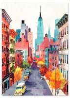 Plakat ilustracja nowego jorku kamienica 29,7x42 cm A3