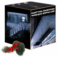 ŚWIĄTECZNE SOPLE BIAŁE 250 LED 5.5m ŁAŃCUCH GRATIS Kurtyna świetlna LED
