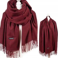 CASHMERE SZAL DUŻY bordowy SZALIK gładki MODNY klasyczny JAKOŚĆ