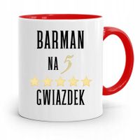 Kubek Czerwony Prezent Dla Barmana Na 5 Gwiazdek Z Nadrukiem Ze Zdjęciem
