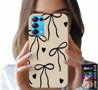 ETUI DO OPPO FIND X3 LITE - BEŻOWE KOKARDKI WSTĄŻKA MODNE WZORY