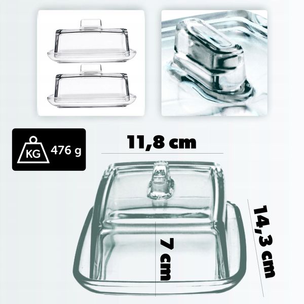 KADAX 2x Maselniczka Maselnica Z Pokrywką Szklana zdjęcie 3