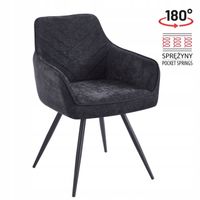 krzesło czarne welurowe furnitex z funkcją auto-return 180° wind 99 salon