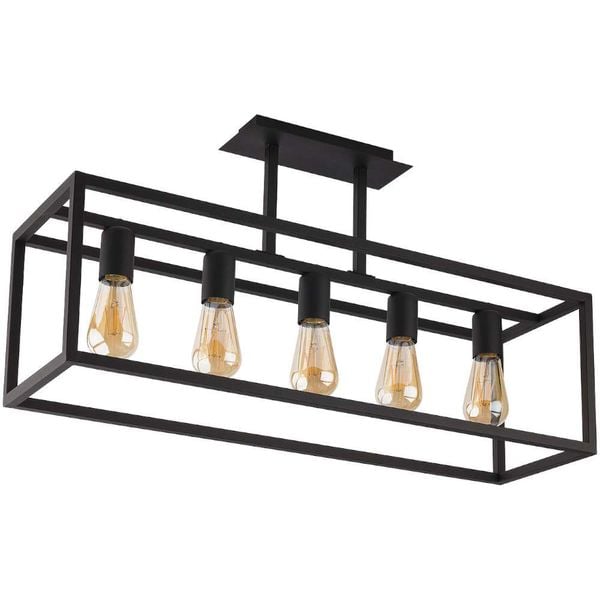 Industrialna LAMPA sufitowa CRATE 9047 Nowodvorski 5-punktowa OPRAWA prostokątny plafon klatka retro czarna zdjęcie 2