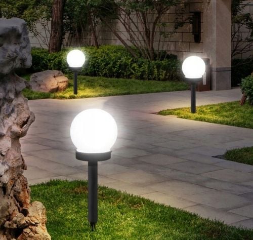 12x Lampa ogrodowa wbijana LED SOLARNA KULA BIAŁA 10 cm na Arena.pl