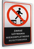 Tabliczka znak informacyjny 30x20 RUSZTOWANIE Dibond SREBRNA