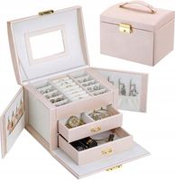 SZKATUŁKA NA BIŻUTERIĘ KUFEREK POJEMNY ELEGANCKI RÓŻ