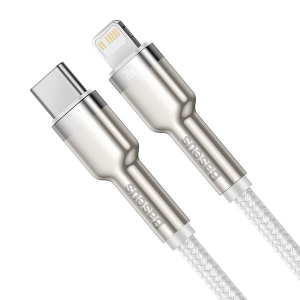 kabel usb-c do lightning baseus cafule, pd, 20w, 2m (biały) zdjęcie 2