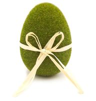 JAJKO JAJECZKO FLOKOWANE Z KOKARDKĄ ZIELONE 16 cm DEKORACJA WIELKANOC