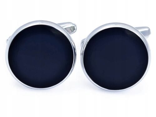 Srebrne spinki smokingowe granatowe oczko N102 na Arena.pl