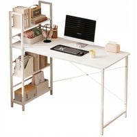 BIURKO KOMPUTEROWE STOLIK LOFT BIAŁE MŁODZIEŻOWE Z REGAŁEM PÓŁKAMI 120 CM