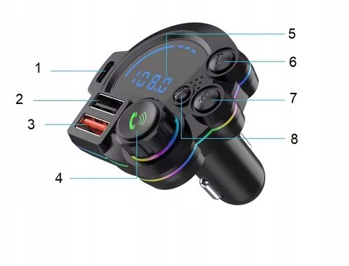 Transmiter Bluetooth Car FM USB QC 3.0 PD ładowarka samochodowa LED adapter na Arena.pl