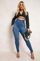 Boohoo niebieskie elastyczne spodnie plus size 54