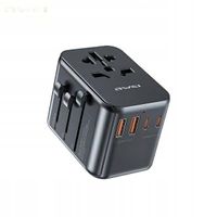 2 x AWEI Adapter siec 2xUSB+3xUSB-C C-39 35W 4w1 US/AU/EU/UK czarny/black U