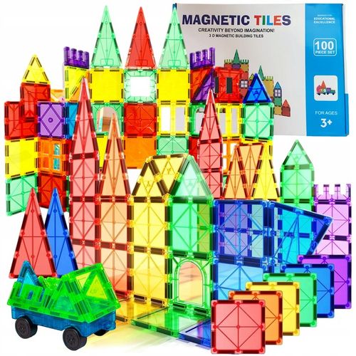 KLOCKI MAGNETYCZNE Duże Magnetic Tiles 3D Konstrukcyjne zestaw XXL 100 el na Arena.pl