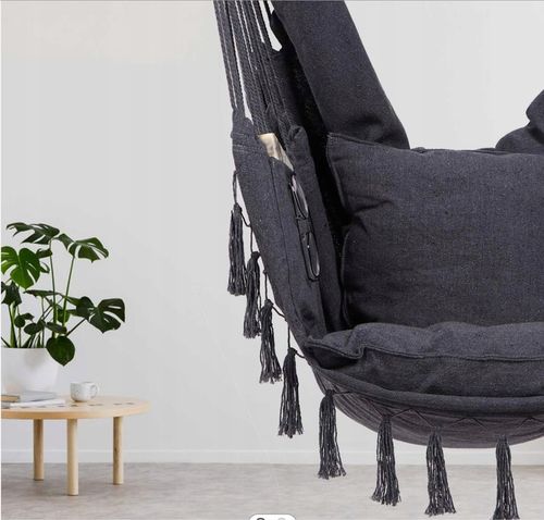 Ciemno szary Antracyt hamak brazylijski kokon huśtawka ogrodowa poduszki na Arena.pl