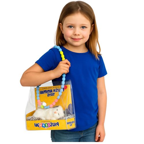 Śpiący Biały Kot Na Poduszce Figurka z Futerkiem Torba Dźwięki na Arena.pl