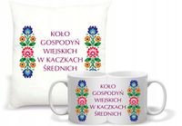 Zestaw PODUSZKA i KUBEK z nadrukiem KGW koło gospodyń wiejskich TWÓJ NAPIS