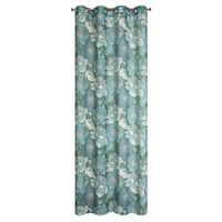 ZASŁONA NA PRZELOTKACH W KWIATY 140X250 CM TURKUS