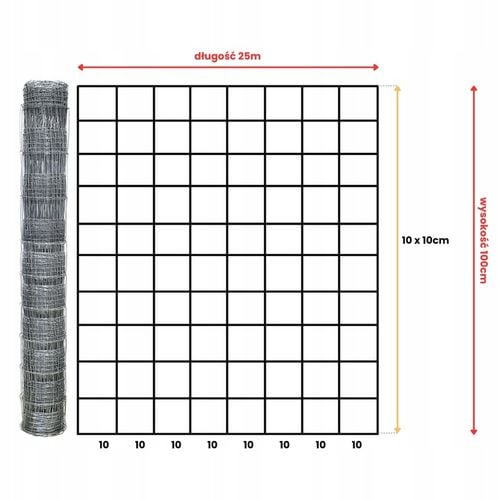 SIATKA LEŚNA 100/11/10 L rolka 25m OCYNKOWANA zając sarna dzik pole na Arena.pl