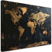 Obraz do salonu biura, mapa świata w stylu retro vintage 120x80
