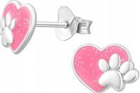 Kolczyki srebrne wkrętki serca łapki srebro 925
